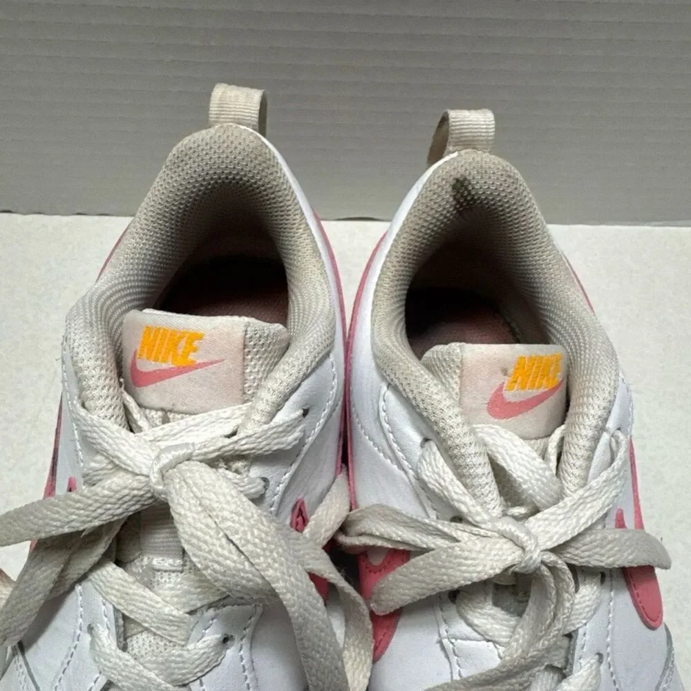 Nike Court Borough Low 2 GS Size 6 Youth White Coral Pink Swoosh Logo